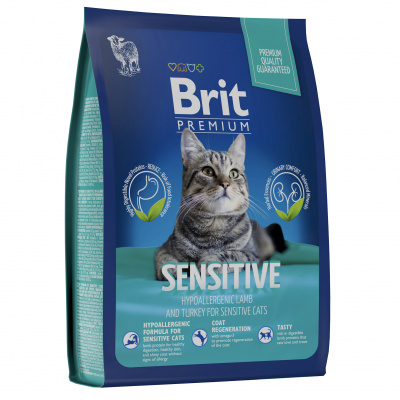 BRIT PREMIUM, Сухой корм с ягненком и индейкой для кошек " Cat Sensitive" 0.4 к