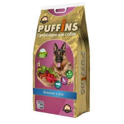 Puffins 15 кг д/собак Ягненок рис