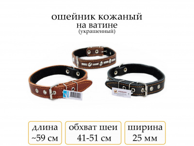 Ошейник №25 кожа на ватине(мод.253) мод253