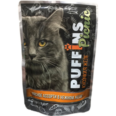 Puffins picnic 85 гр Мясное ассорти желе д/кошек 1/26