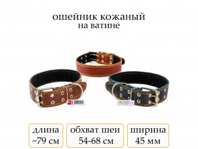 Ошейник №45 кожа на ват. чист.(мод.454)