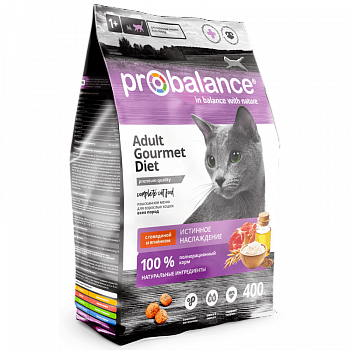ProBalance Gourmet Diet сух. корм д/кошек с говядиной и ягненком 400 гр