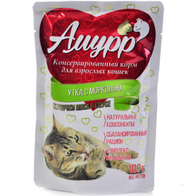 Амурр 100 гр Утка с морковью СОУС д/кошек 1/24