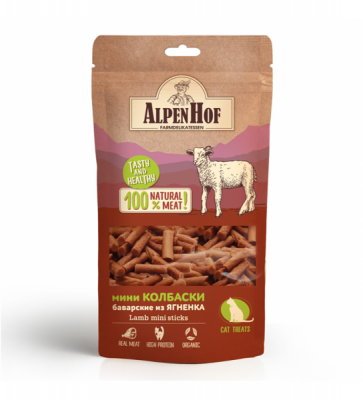 AlpenHof Лакомство д/кошек Мини колбаски баварские из Ягненка  50 гр