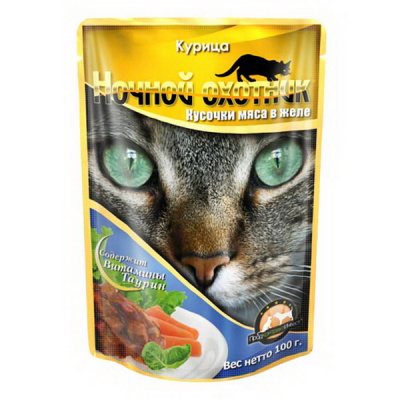 Ночной охотник 100 гр Курица желе д/кошек 1/24