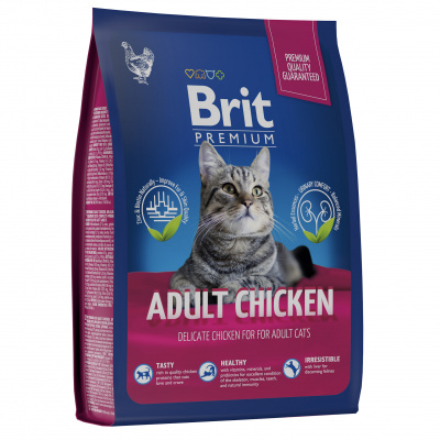 BRIT PREMIUM, Сухой корм с курицей для кошек " Cat Adult Chicken" 0.4 кг