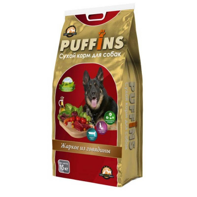 Puffins 15 кг д/собак Жаркое из Говядины
