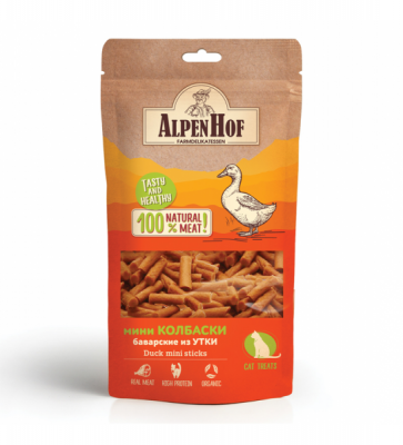 AlpenHof Лакомство д/кошек Мини колбаски баварские из Утки 50 гр