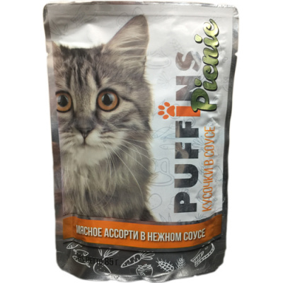 Puffins picnic 85 гр Мясное ассорти СОУС д/кошек 1/26