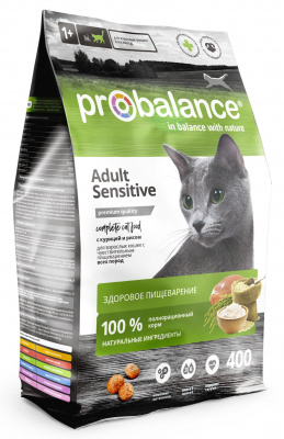 ProBalance Sensitive сух. корм д/кошек с чувствительным пищеварением курица/рис 400 гр